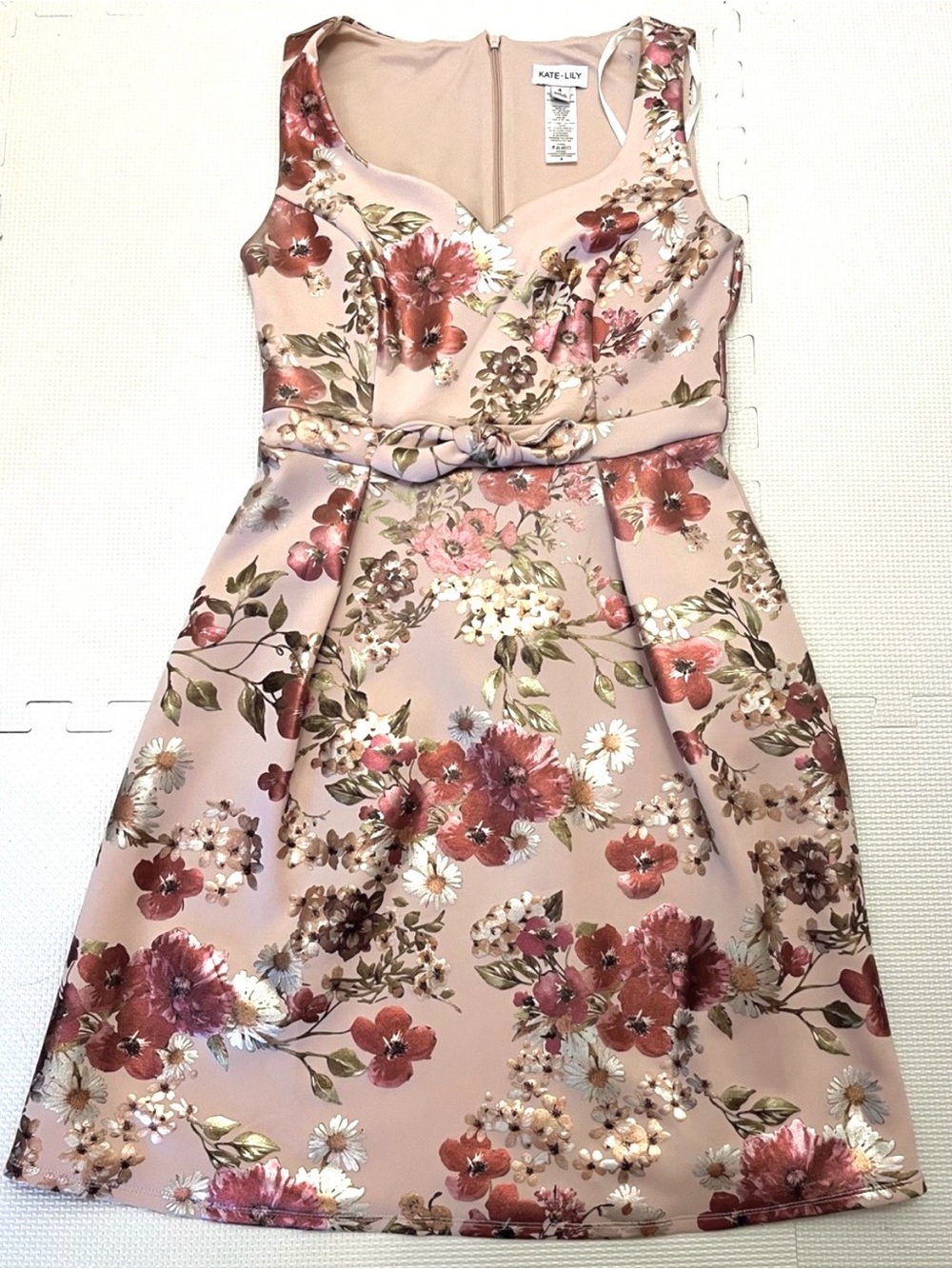 Kate & Lily Metallic Floral Sweetheart Fit & Flare Dress - Size 4